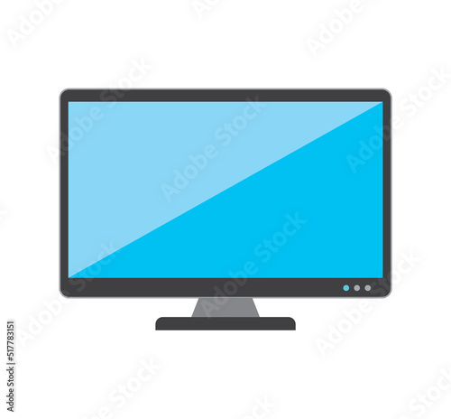 Computer Monitor Isolated Glossy Display Digital Modern Technology Flat Icon