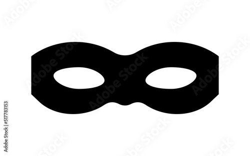 Mask super hero carnival or thief bandit vector icon. Black masquerade costume eye mask silhouette hidden villain burgar face. Simple design incognito theatre party masque shape clip art illustration.