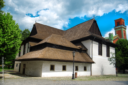 Wooden historical evangelist church in Kezmarok town, included in List of UNESCO. Slovakia, Europe. 