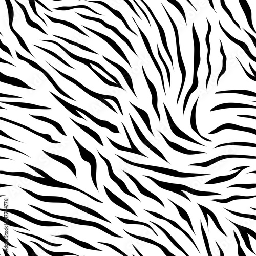 Seamless tiger pattern. Fashionable vector illustration. Black spots on white background. Animal texture for print, textile, fabric.