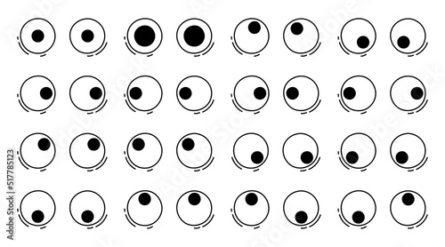 Googly eyes doodle facial expression vector set. Plastic wobbly eyeball collection for toy face decoration.