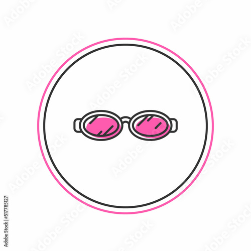 Filled outline Glasses for swimming icon isolated on white background. Goggles sign. Diving underwater equipment. Vector