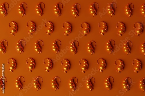 A presley pattern composed of orange balls on an orange background. 3d rendering, 3d illustration. photo