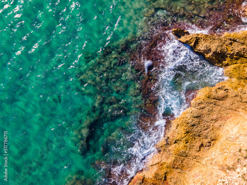 Aerial drone view from above of a coast in spain catalonia tarragona