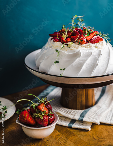pavlova cake white cloud sweetness fruit summer dessert