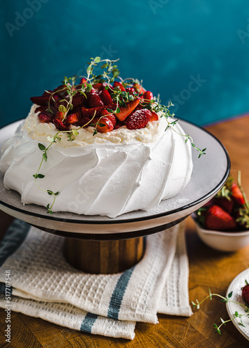 pavlova cake white cloud sweetness fruit summer dessert