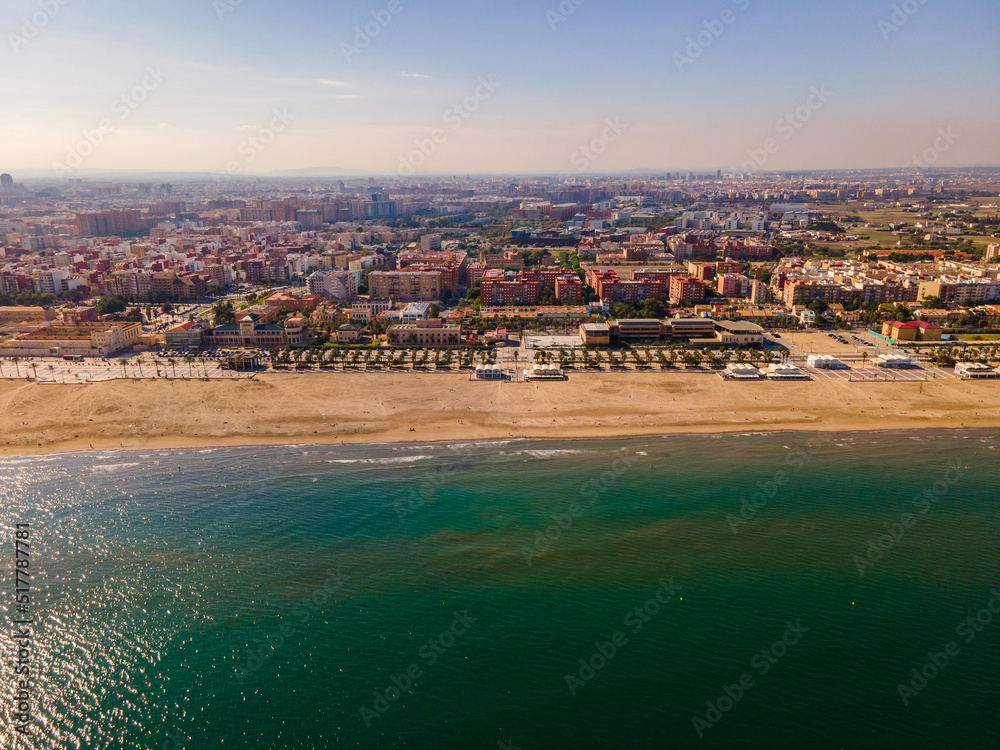 Valencia view from above aerial view drone shot