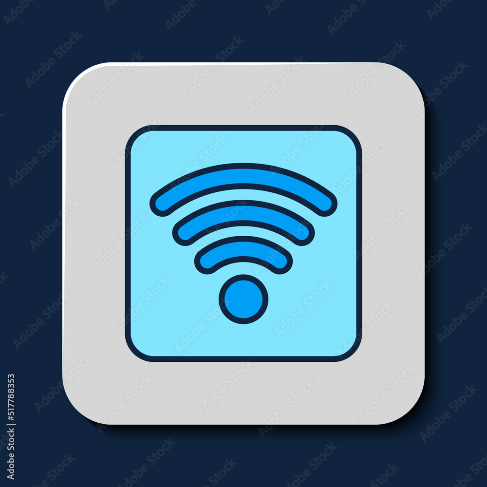 Filled outline Wi-Fi wireless internet network symbol icon isolated on blue background. Vector Filled outline Wi-Fi wireless internet network symbol icon isolated on blue background. Vector