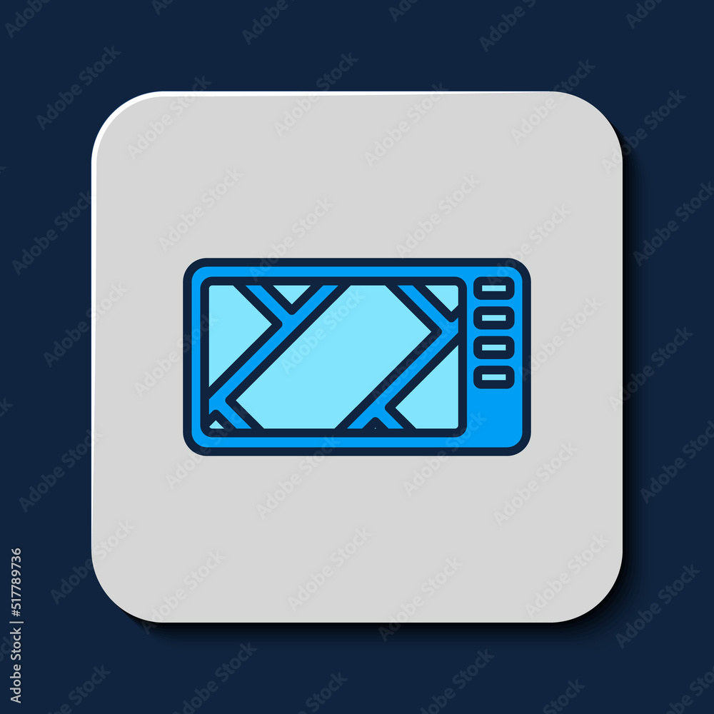 Filled outline Gps device with map icon isolated on blue background. Vector Filled outline Gps device with map icon isolated on blue background. Vector
