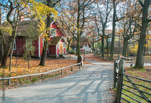 Tradional Swedish building in Skansen park. Stockholm