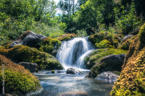 Fototapeta Naklejka Na Ścianę i Meble -  Fresh waterfall along the Salat river in Ariege department in southwest France