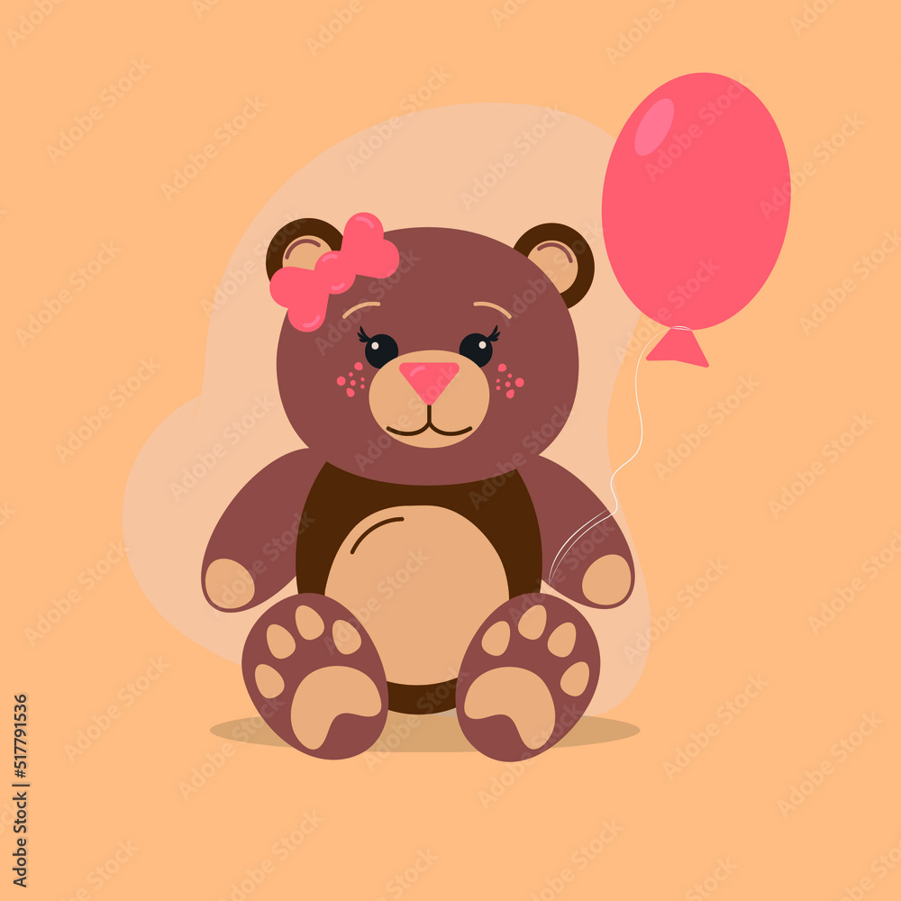 Teddy bear with baloon.