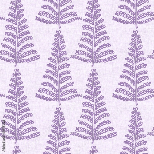 Gender neutral purple botanical foliage seamless raster background. Simple whimsical 2 tone pattern. Kids floral nursery wallpaper or scandi all over print.