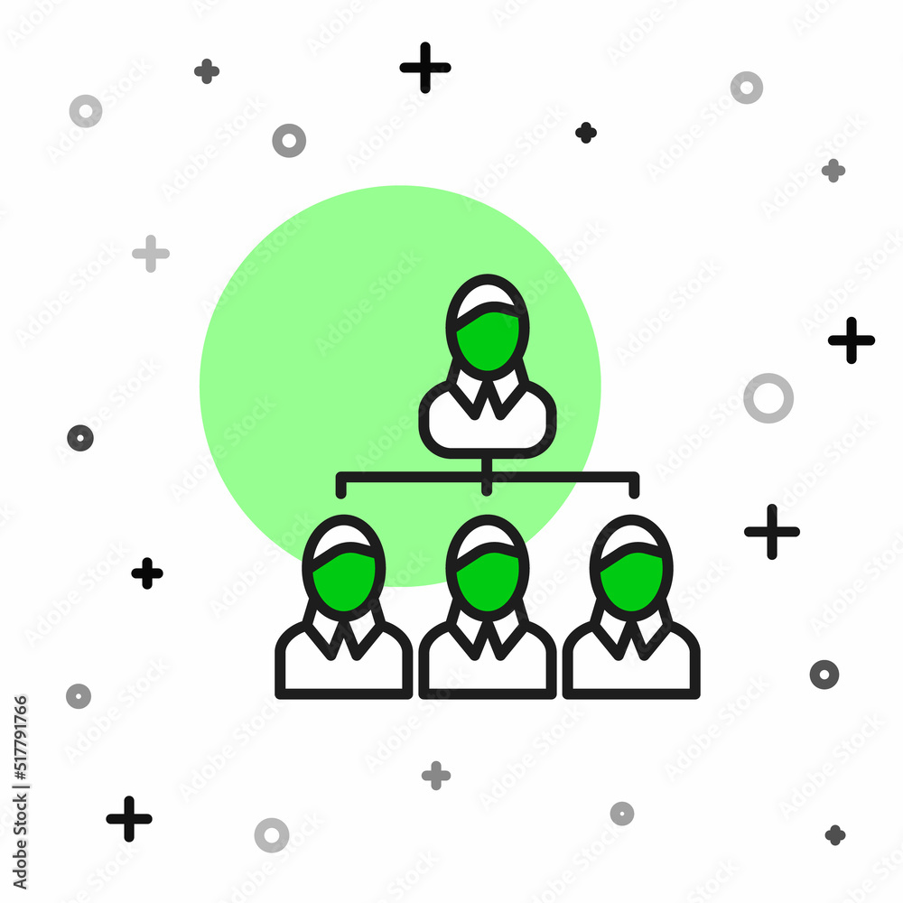 Filled outline Business hierarchy organogram chart infographics icon isolated on white background. Corporate organizational structure graphic elements. Vector Filled outline Business hierarchy organogram chart infographics icon isolated on white background. Corporate organizational structure graphic elements. Vector