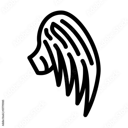 wing with feather line icon vector. wing with feather sign. isolated contour symbol black illustration