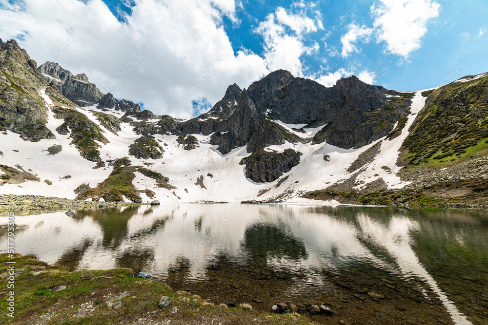 Avusor Plateau, Rize, Turkey. Avusor Glacial Lake (Heart Lake) in Kackar Mountains.