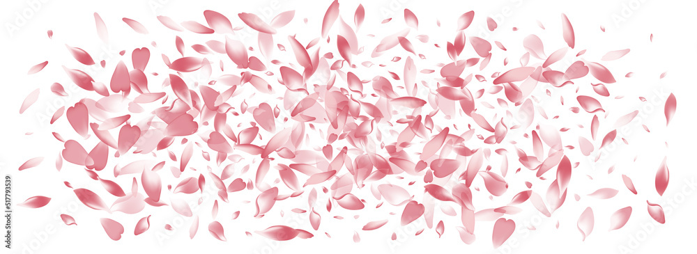 Color Apple Petal Vector Panoramic Background.