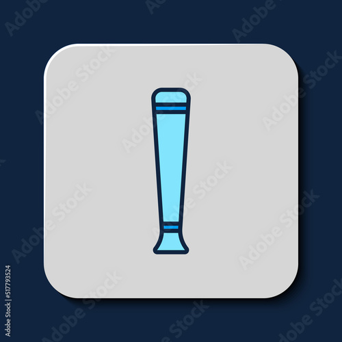 Filled outline Police rubber baton icon isolated on blue background. Rubber truncheon. Police Bat. Police equipment. Vector