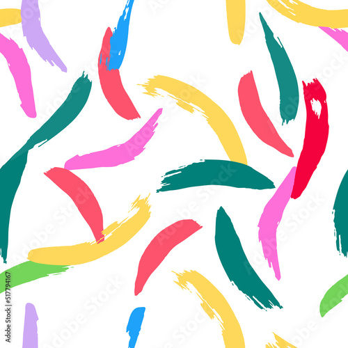 Color Stripe Vector Seamless Pattern. Hand Smear