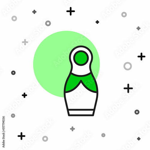 Filled outline Russian doll matryoshka icon isolated on white background. Vector