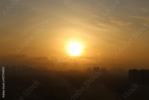 Sunrise scene from the rooftop at Ho Chi Minh City - Vietnam
