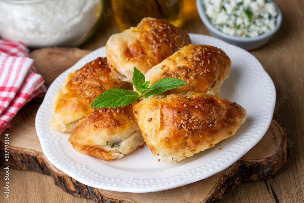 Turkish cuisine; Handmade Cheese Pastry (Turkish name; peynirli pogaca)