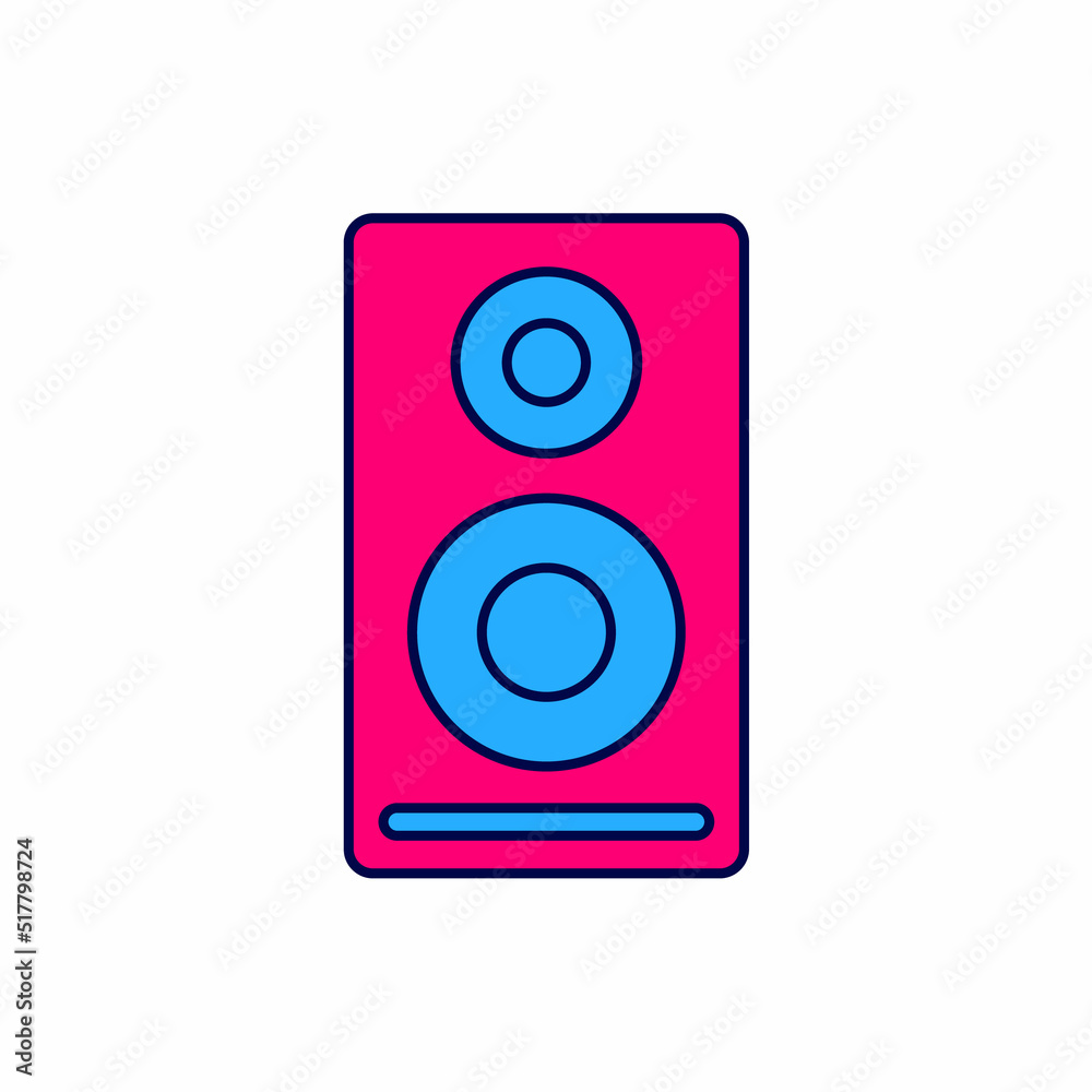 Filled outline Stereo speaker icon isolated on white background. Sound system speakers. Music icon. Musical column speaker bass equipment. Vector Filled outline Stereo speaker icon isolated on white background. Sound system speakers. Music icon. Musical column speaker bass equipment. Vector