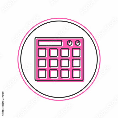 Filled outline Drum machine music producer equipment icon isolated on white background. Vector