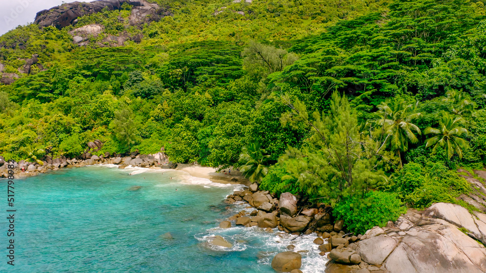 A very beautiful beach hidden in the jungle. Drone shot.