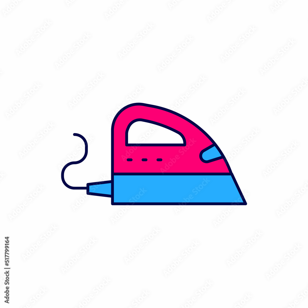 Filled outline Electric iron icon isolated on white background. Steam iron. Vector Filled outline Electric iron icon isolated on white background. Steam iron. Vector