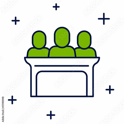 Filled outline Jurors icon isolated on white background. Vector