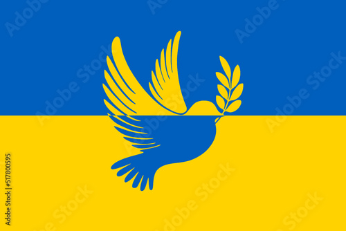 Ukraine Flagge mit Friedenstaube V
