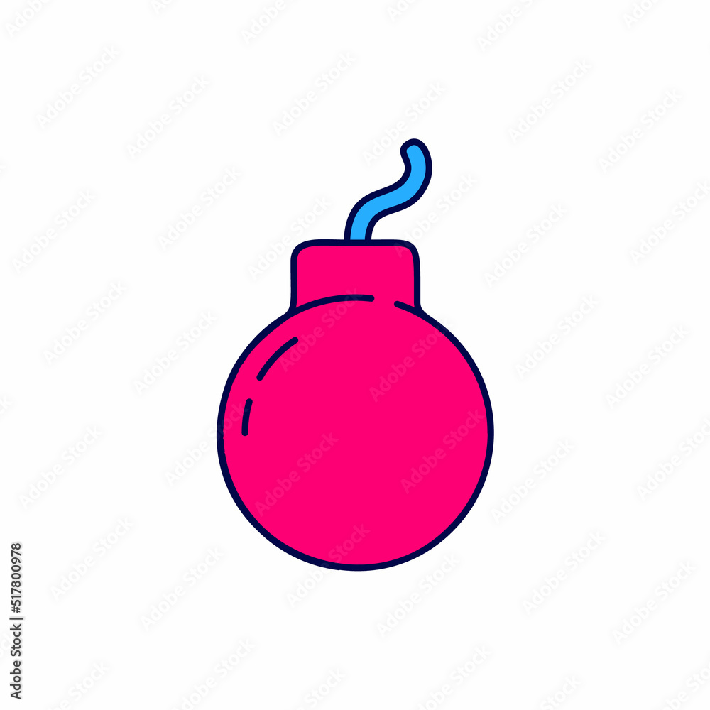 Filled outline Bomb ready to explode icon isolated on white background. Vector Filled outline Bomb ready to explode icon isolated on white background. Vector