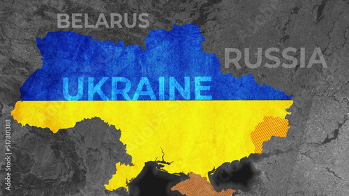 Ukraine war Animated conflict map of Russia invasion of Ukraine, the movement of troops. as of February 24, 2022, UHD 4K 3D Renderd