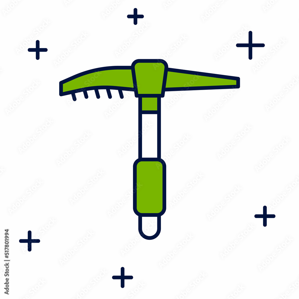 Filled outline Ice axe icon isolated on white background. Montain climbing equipment. Vector Filled outline Ice axe icon isolated on white background. Montain climbing equipment. Vector