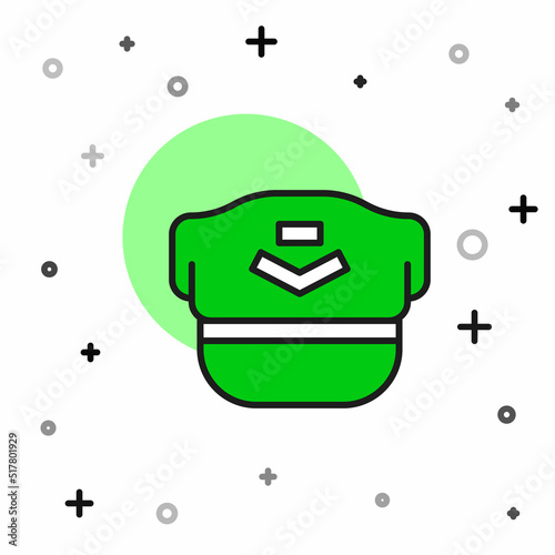 Filled outline Pilot hat icon isolated on white background. Vector