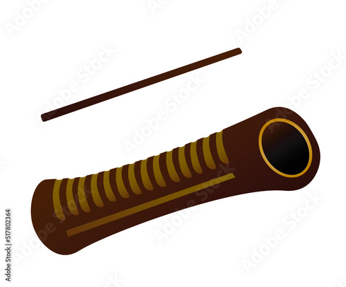 Reco-reco. This is a scraper of African origin used as a percussion instrument in the sport called capoeira. Vector illustration isolated on white background.