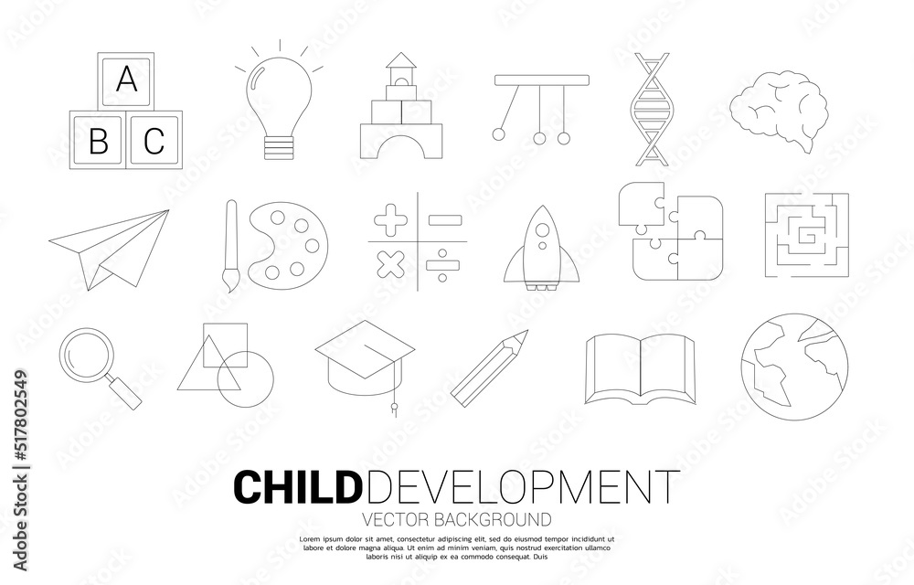 icon for child development and education. Concept and learning and kid school. icon for child development and education. Concept and learning and kid school.