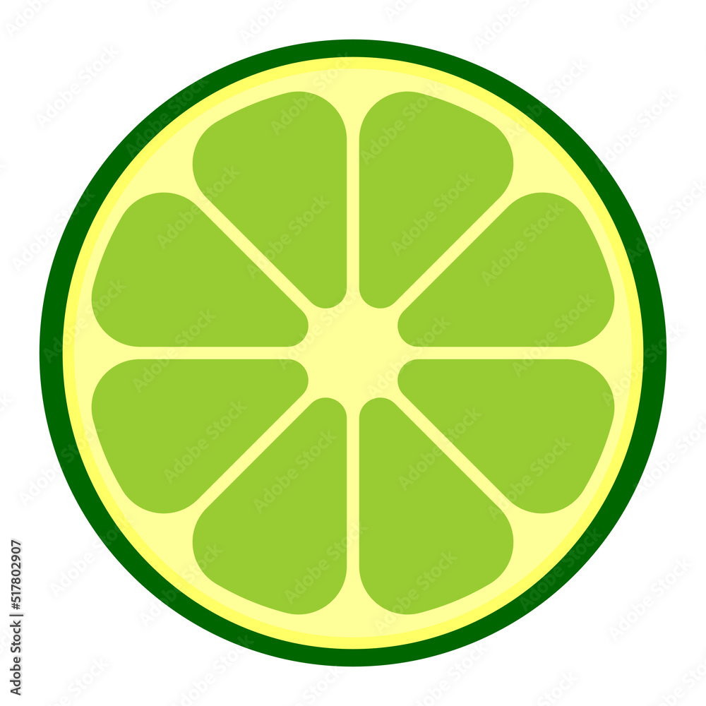 Simple flat illustration of lime slice. Vector icon. Simple flat illustration of lime slice. Vector icon.