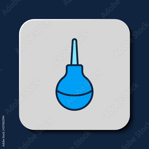 Filled outline Enema icon isolated on blue background. Enema with a plastic tip. Medical pear. Vector