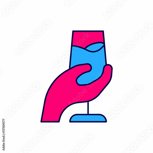 Filled outline Wine tasting, degustation icon isolated on white background. Sommelier. Smells of wine. Vector