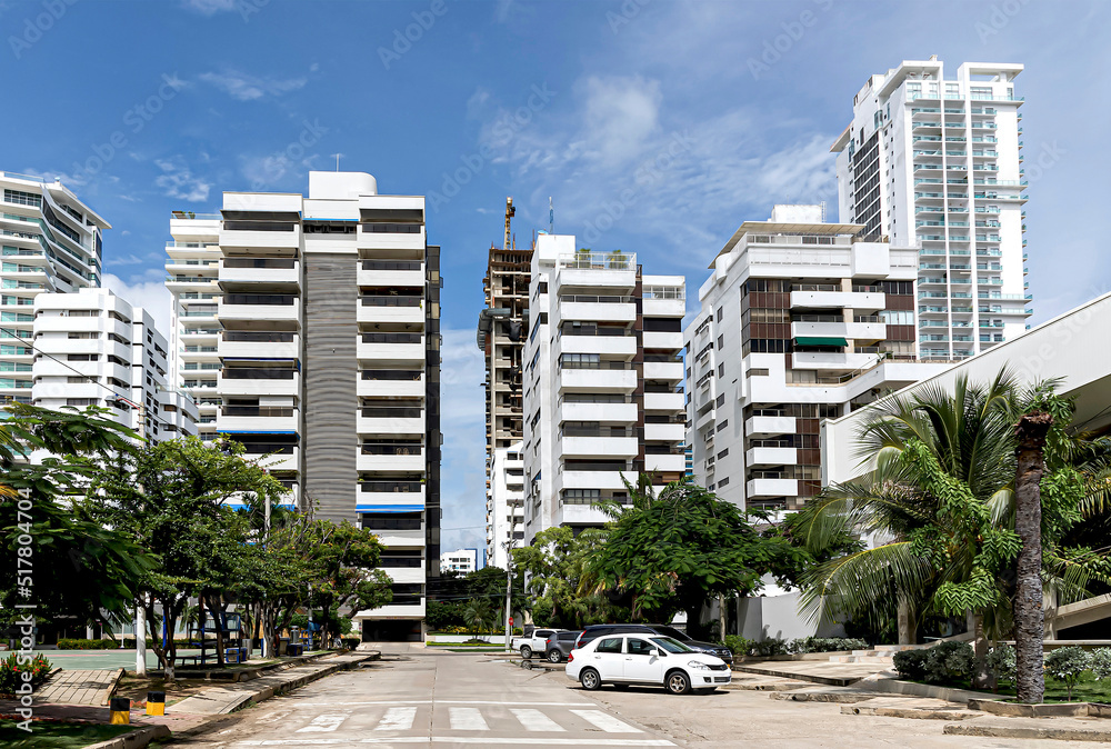 Set of residential buildings in a tourist area of the city.