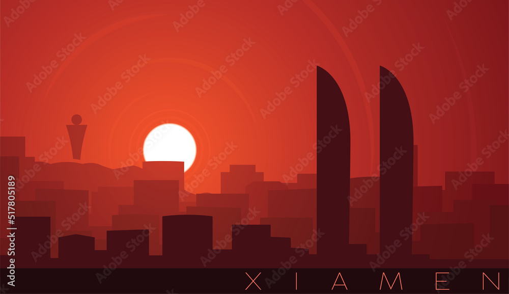 Xiamen Low Sun Skyline Scene