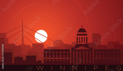 Winnipeg Low Sun Skyline Scene