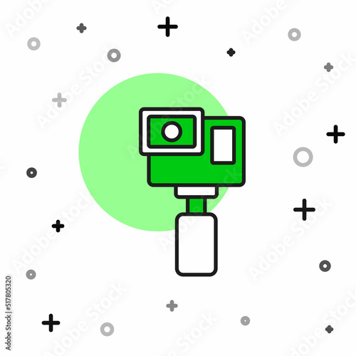 Filled outline Action extreme camera icon isolated on white background. Video camera equipment for filming extreme sports. Vector