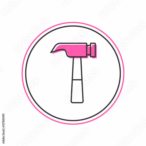 Filled outline Hammer icon isolated on white background. Tool for repair. Vector