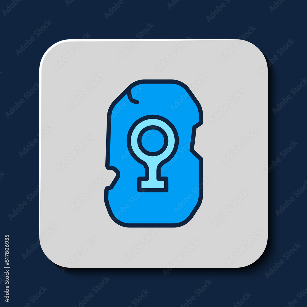 Filled outline Magic rune icon isolated on blue background. Rune stone. Vector Filled outline Magic rune icon isolated on blue background. Rune stone. Vector