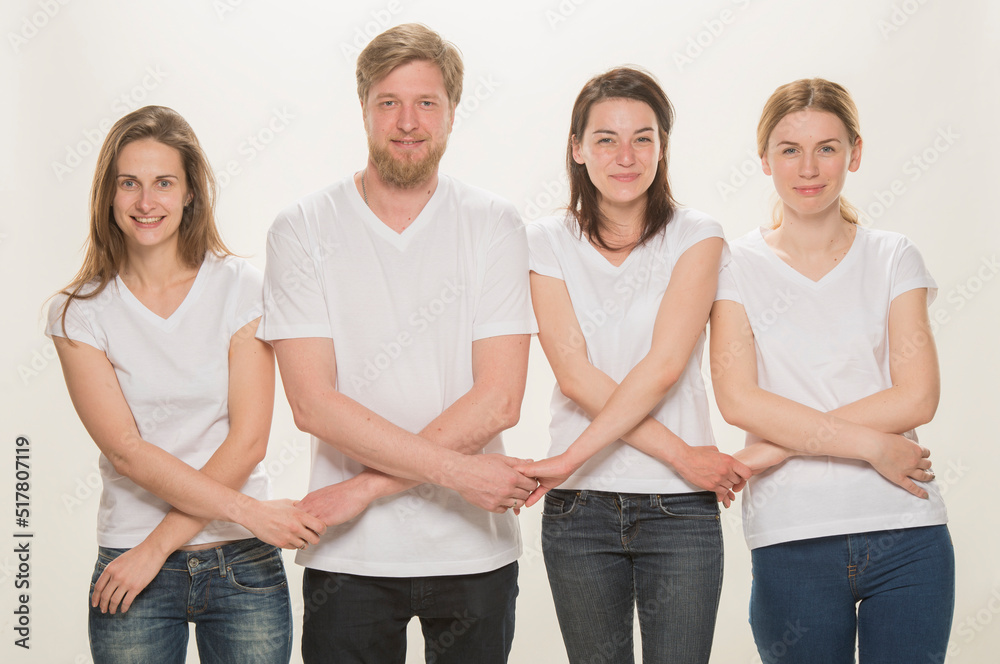 Obraz premium team of young people on a white background isolated