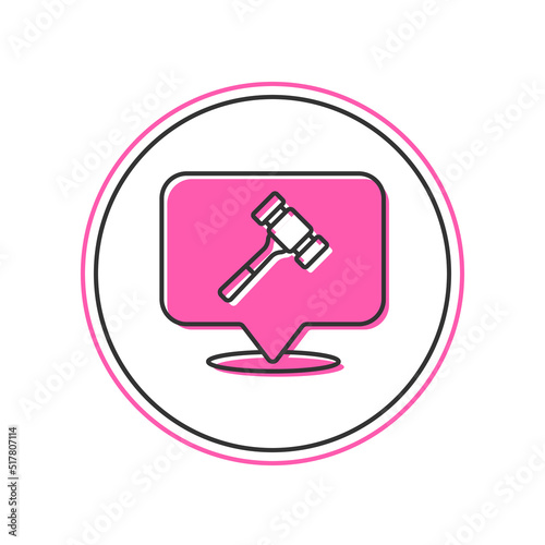 Filled outline Auction hammer icon isolated on white background. Gavel - hammer of judge or auctioneer. Bidding process, deal done. Auction bidding. Vector