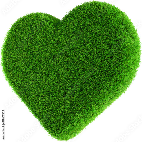 heart on grass in 3d render realistic